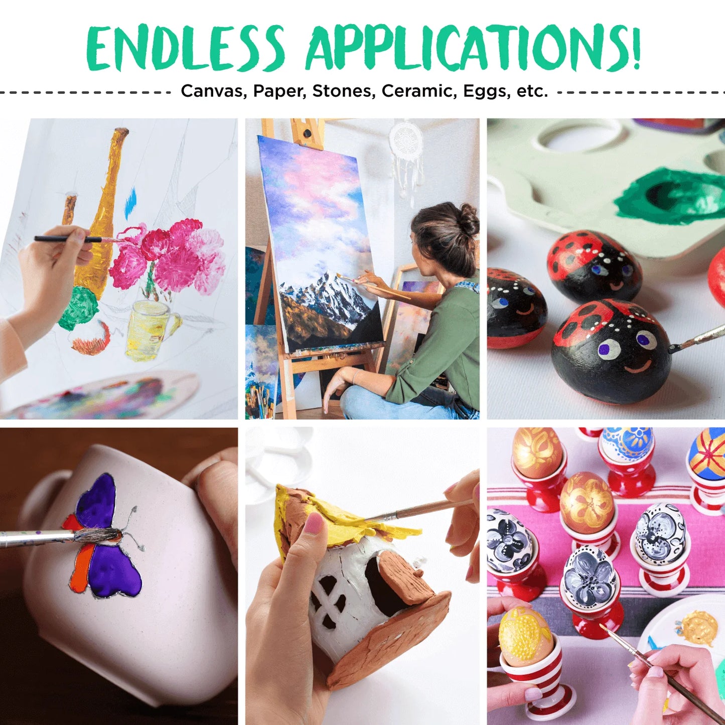 Artist's Bundle: 32 Acrylic Paint + 20 Canvas Panels