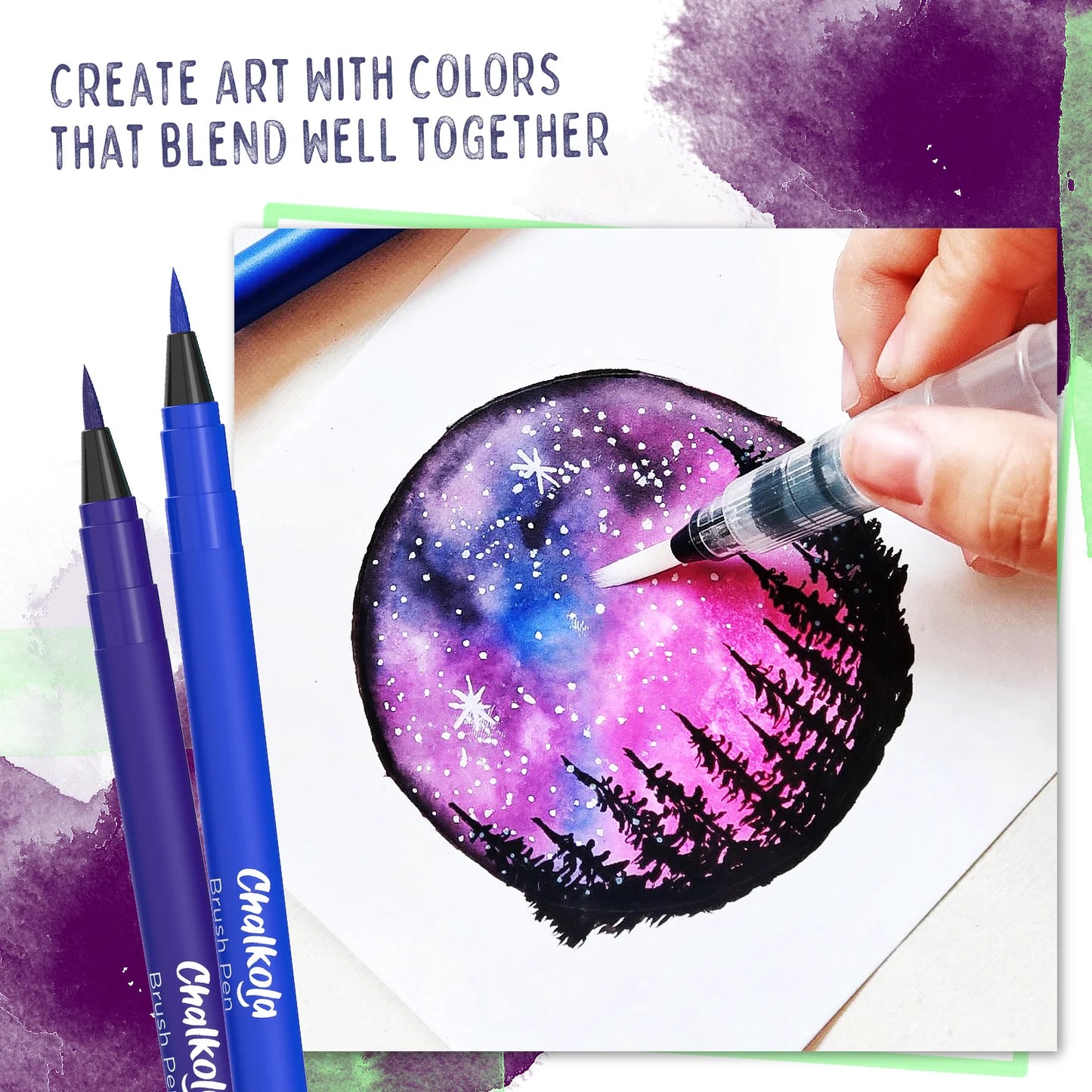 Watercolor Brush Pens & 2 Blending Brushes