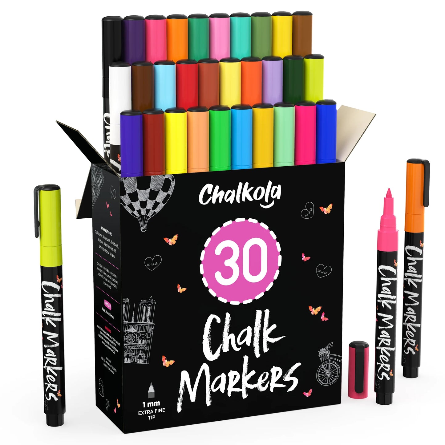Neon & Pastel Chalk Markers - Pack of 30 Pens