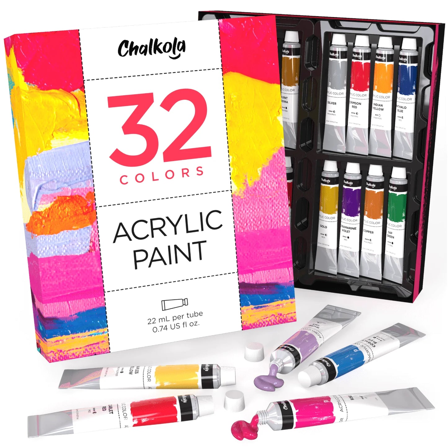 Artist's Bundle: 32 Acrylic Paint + 20 Canvas Panels