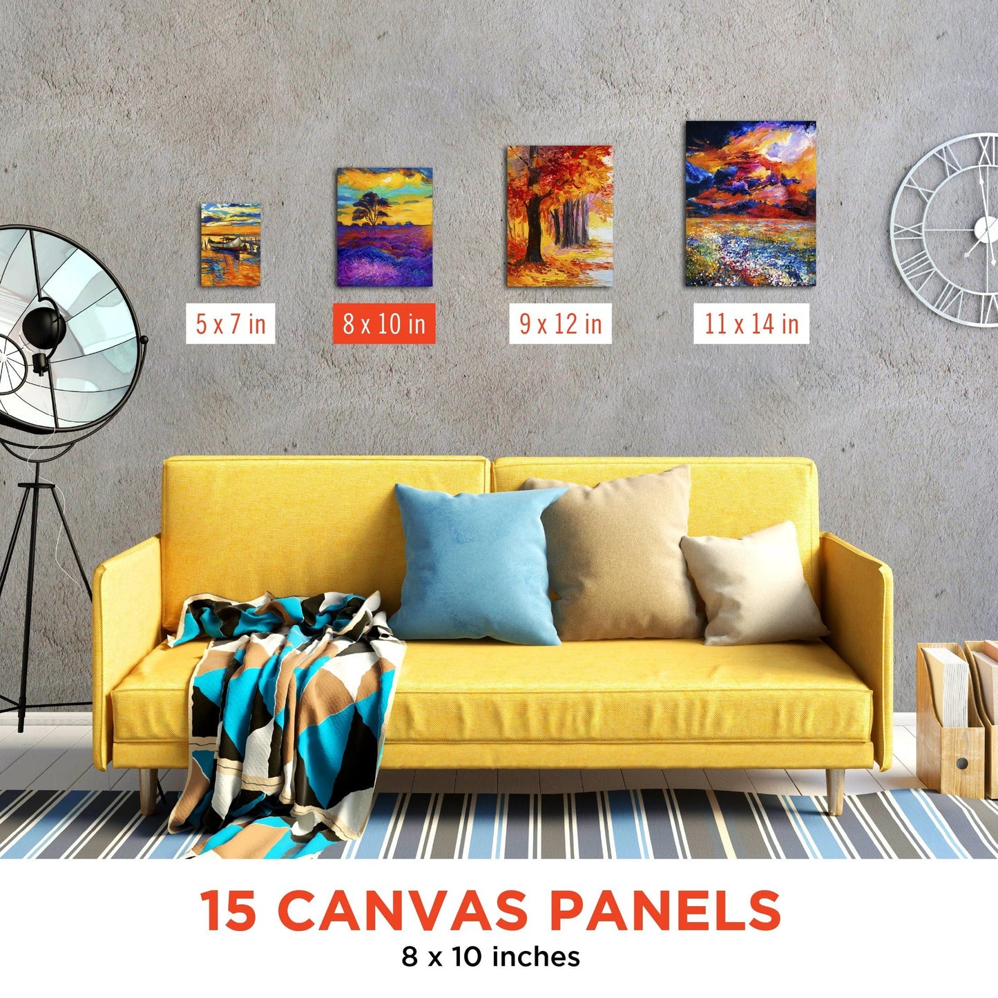 Artist's Bundle: 32 Acrylic Paint + 15 Canvas Panels