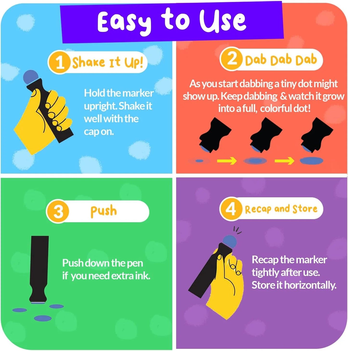 Chalkola 8 Washable Dot Markers for Toddlers