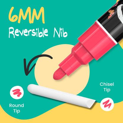 Liquid Chalk Markers with Gold & Silver - 6mm Reversible Nib | Pack of 10