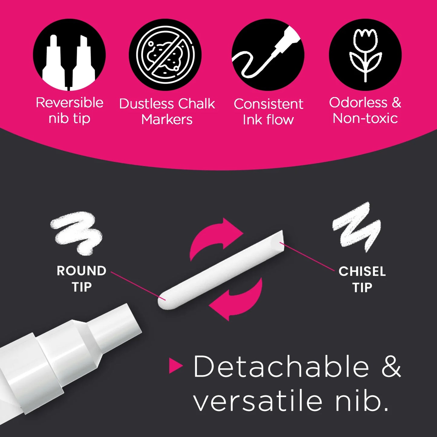White Chalk Markers - Pack of 4 Pens