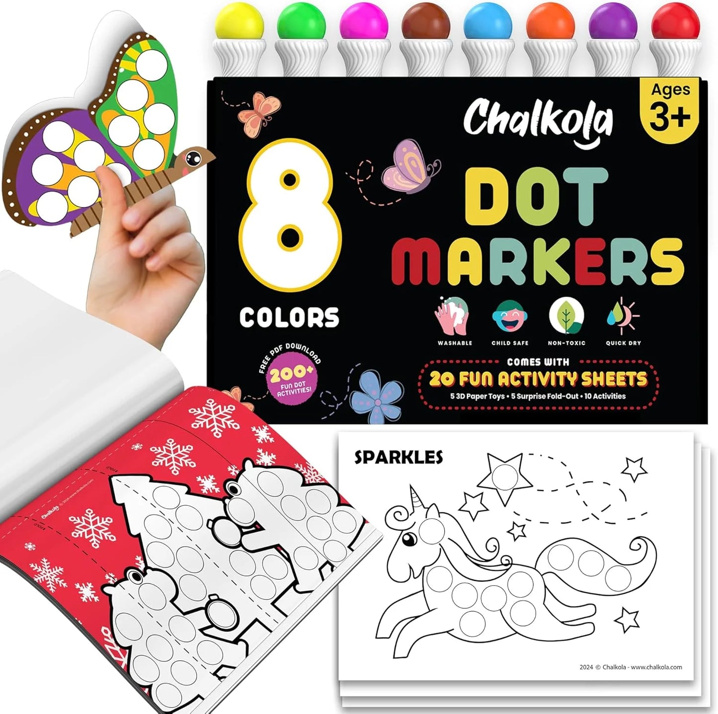Chalkola 8 Washable Dot Markers for Toddlers