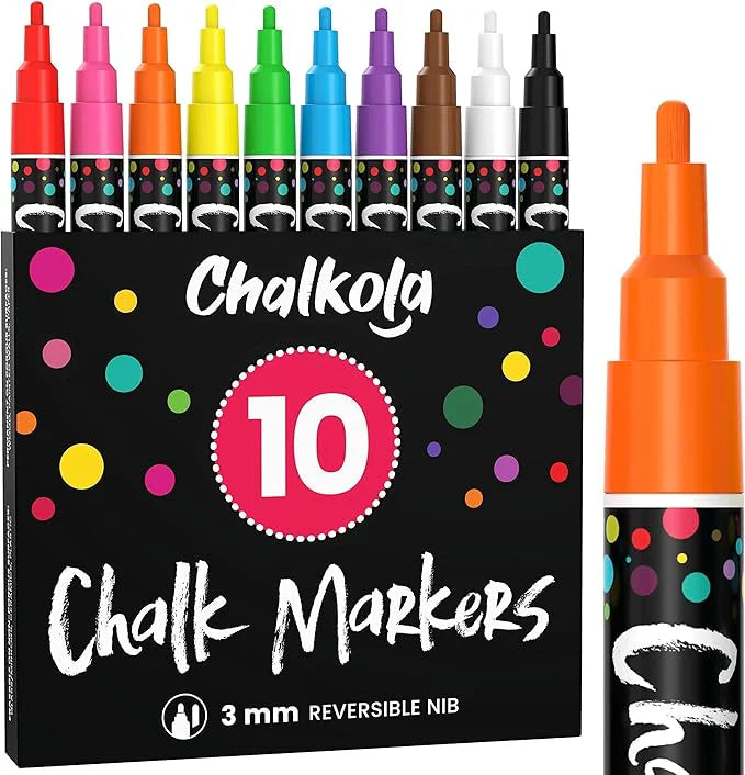 10 Fine Tip 3mm Chalk Markers