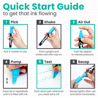 Liquid Chalk Markers with Gold & Silver - 6mm Reversible Nib | Pack of 10