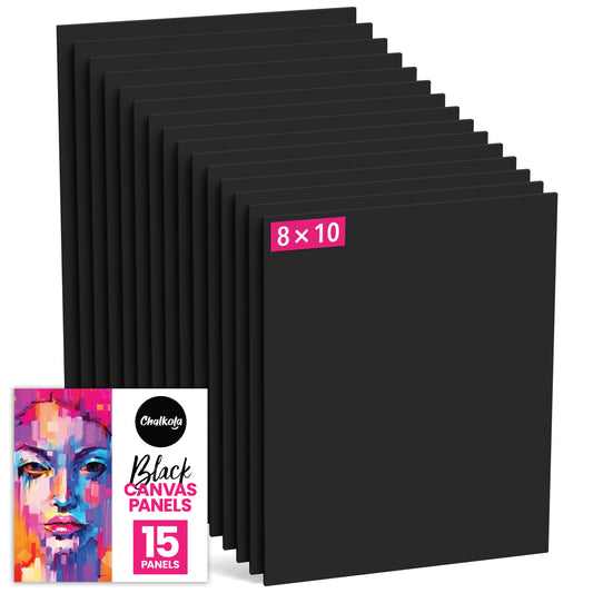 Black Paint Canvas Panels 8x10 inch (15 Pack)