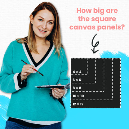 Black Painting Canvas Panels | 4x4, 6x6, 8x8, 10x10, 12x12 inch (5 Each, 25 Pack)