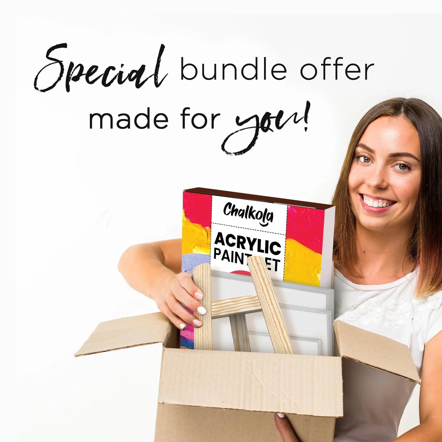 56 Pcs Canvas Painting Kit with 32 Paints (22ml), 10 Brushes, 10 Canvases, Tabletop Easel, Palette, Knife