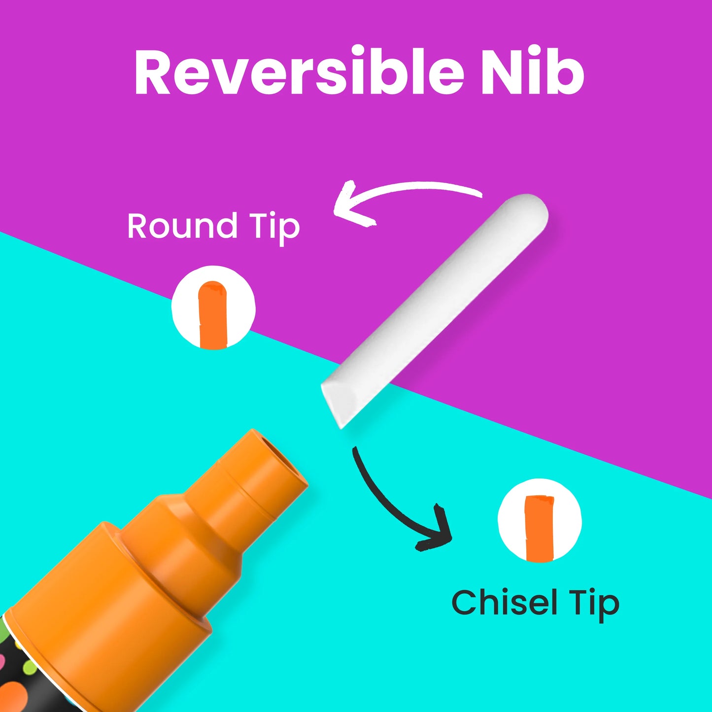 Neon Color Chalk Markers with Reversible Nib - Pack of 10