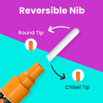 Neon Color Chalk Markers with Reversible Nib - Pack of 10