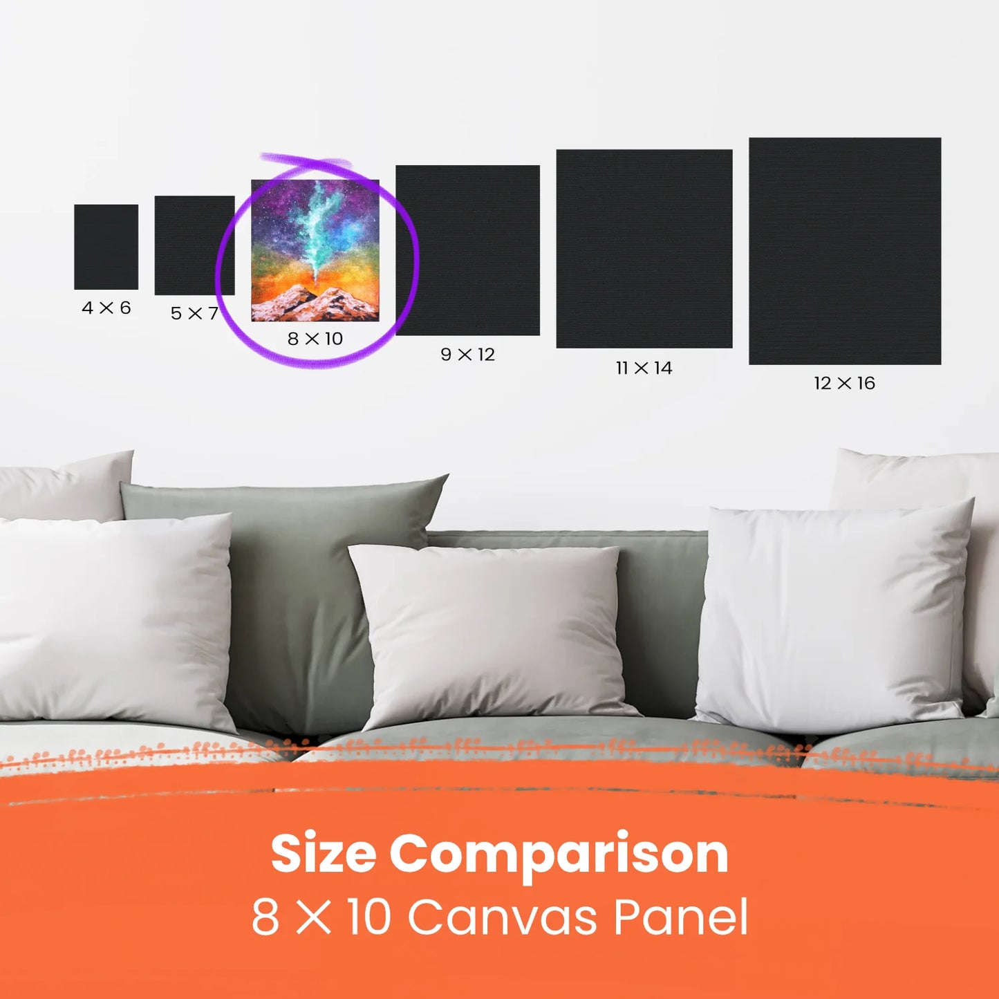 Black Paint Canvas Panels 8x10 inch (15 Pack)