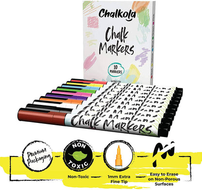 Bundle: 1mm Chalk Markers - Extra Fine Nib | Neon & Earth Colors