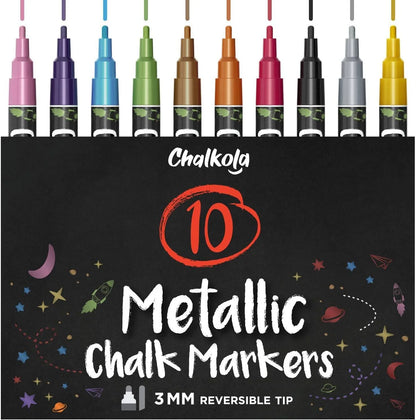 Metallic Chalk Markers with - Pack of 10 Pens