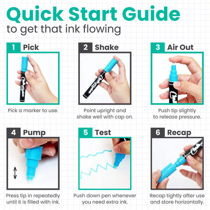 Liquid Chalk Markers with Gold & Silver - 6mm Reversible Nib | Pack of 10