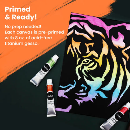 Black Paint Canvas Panels 8x10 inch (15 Pack)