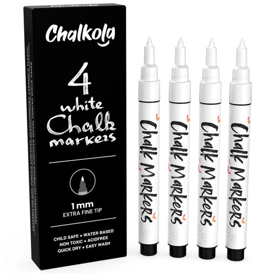 White Chalk Markers - Pack of 4 Pens