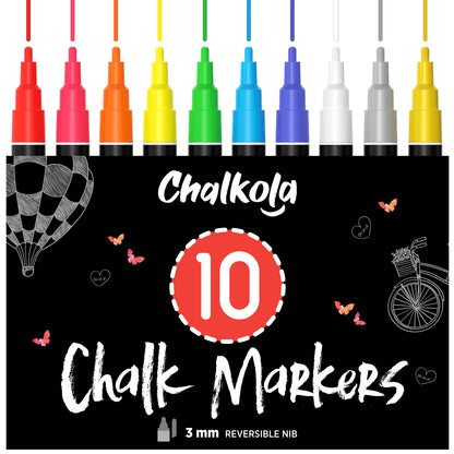 Liquid Chalk Markers with Gold & Silver - 6mm Reversible Nib | Pack of 10