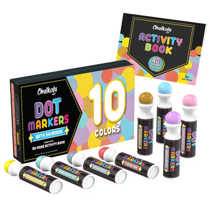 Washable Dot Markers For Kids - Pack of 10 with Activity Book