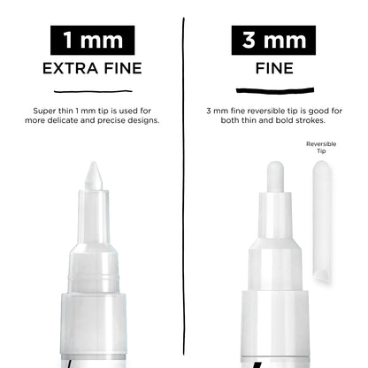 Bundle:  Acrylic Paint Pens - 6 White + 6 Black + 20 Multi-Color