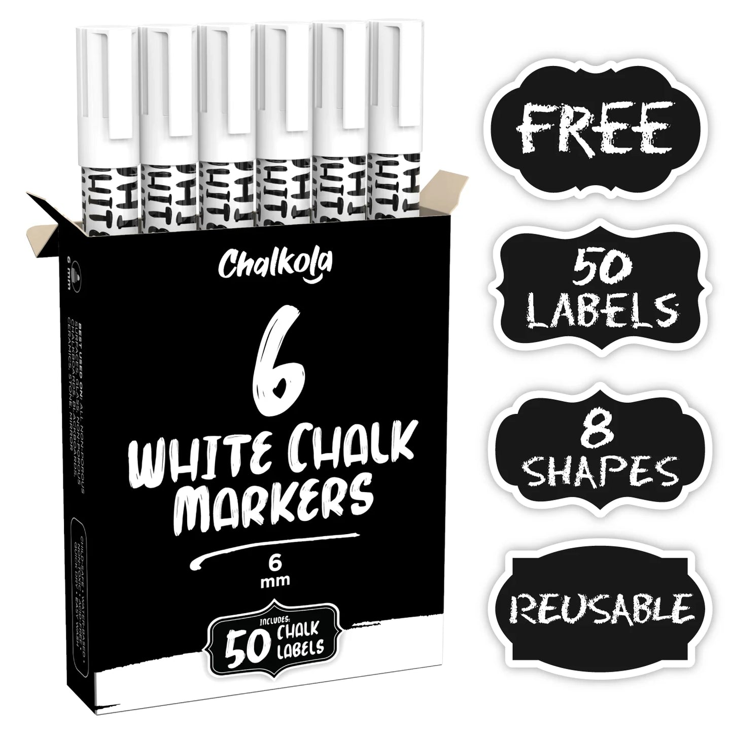 White Liquid Chalk Marker Pen (6 Pack)