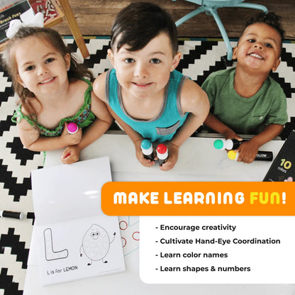 Bundle for Kids: 10 Neon + 8 Shimmer Washable Dot Markers