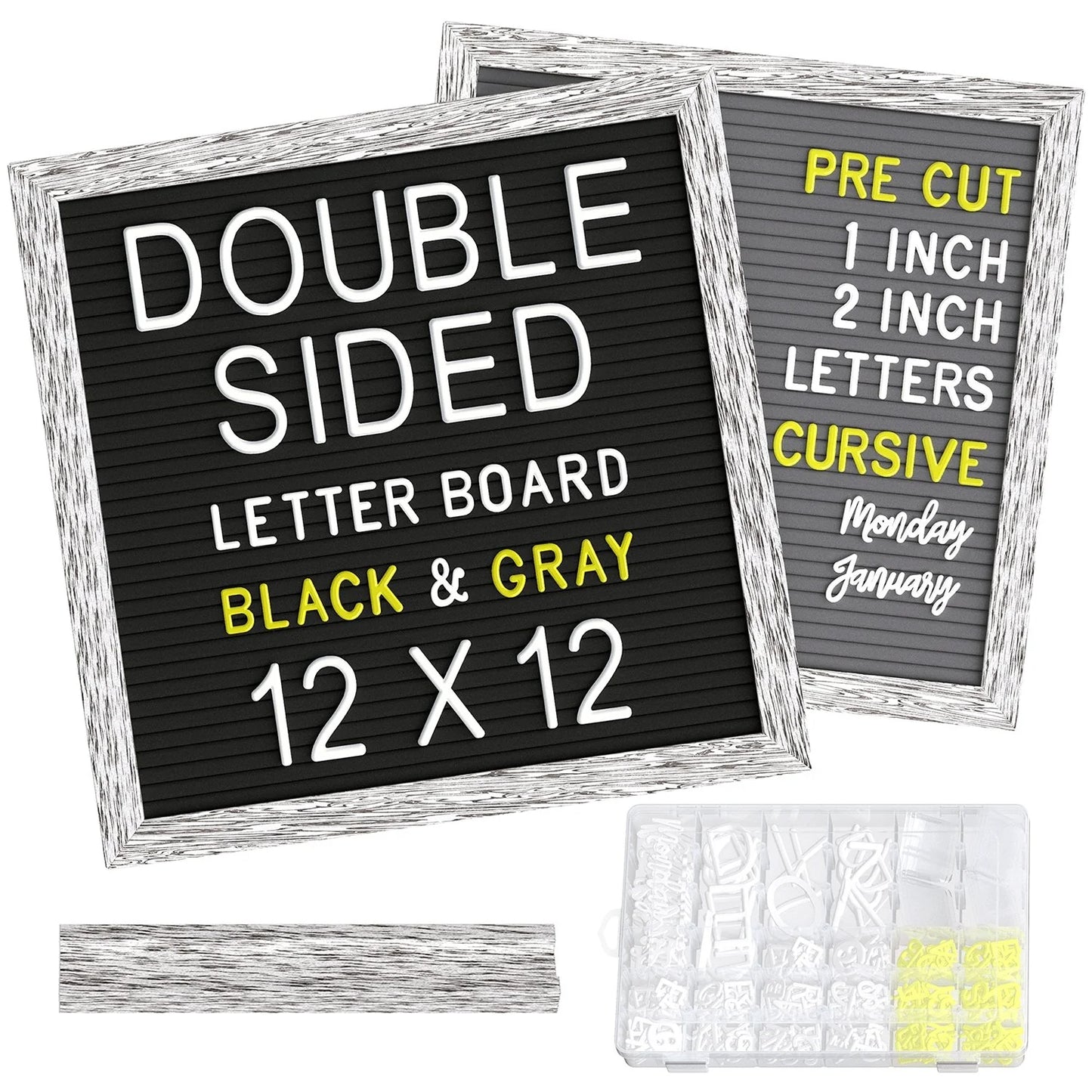Double Sided Rustic Felt Letter Board 12x12 inch | With Pre-Cut Letters