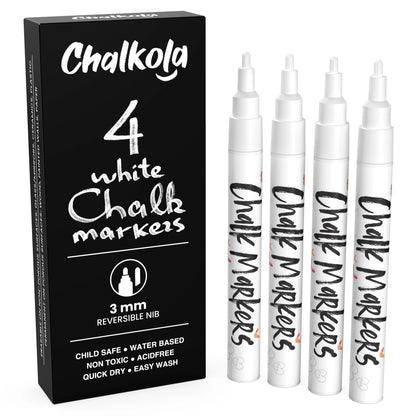 White Chalk Markers - Pack of 4 Pens