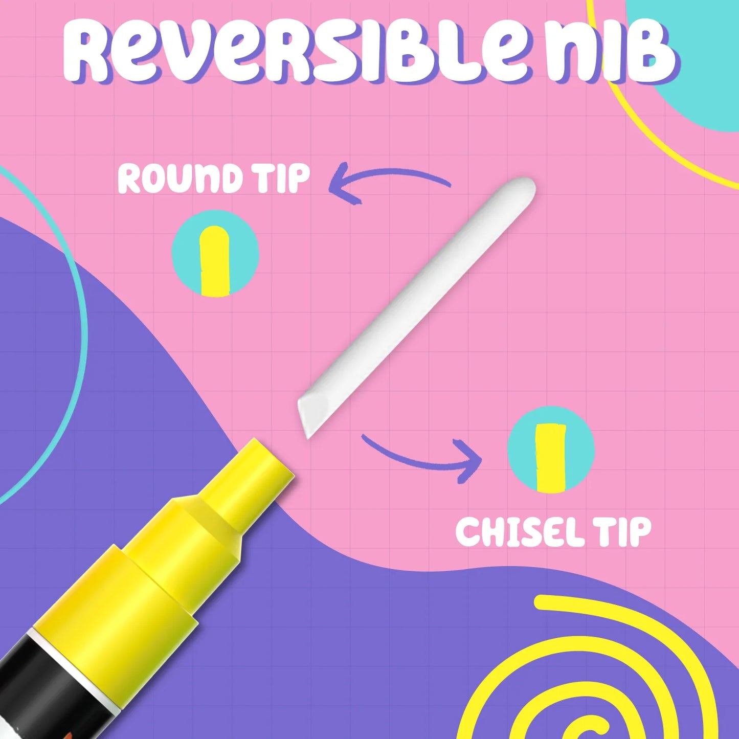 Liquid Chalk Markers with Gold & Silver - 6mm Reversible Nib | Pack of 10