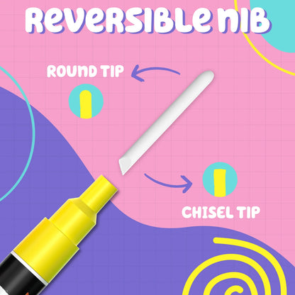 Liquid Chalk Markers with Gold & Silver - 6mm Reversible Nib | Pack of 10