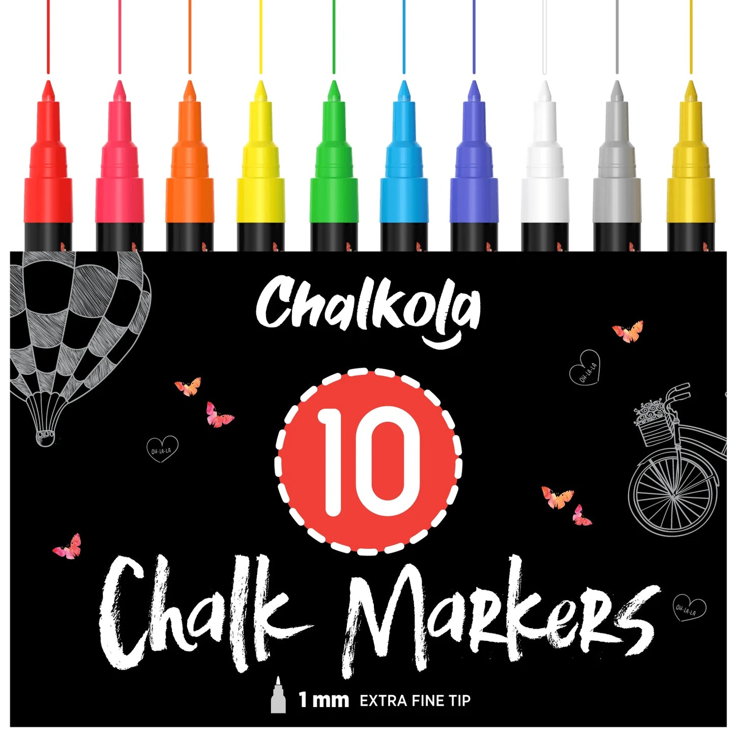 Liquid Chalk Markers with Gold & Silver - 6mm Reversible Nib | Pack of 10