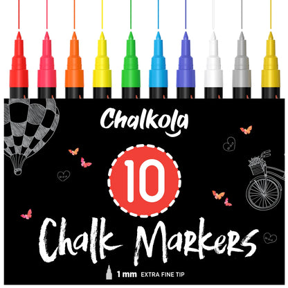 Liquid Chalk Markers with Gold & Silver - 6mm Reversible Nib | Pack of 10