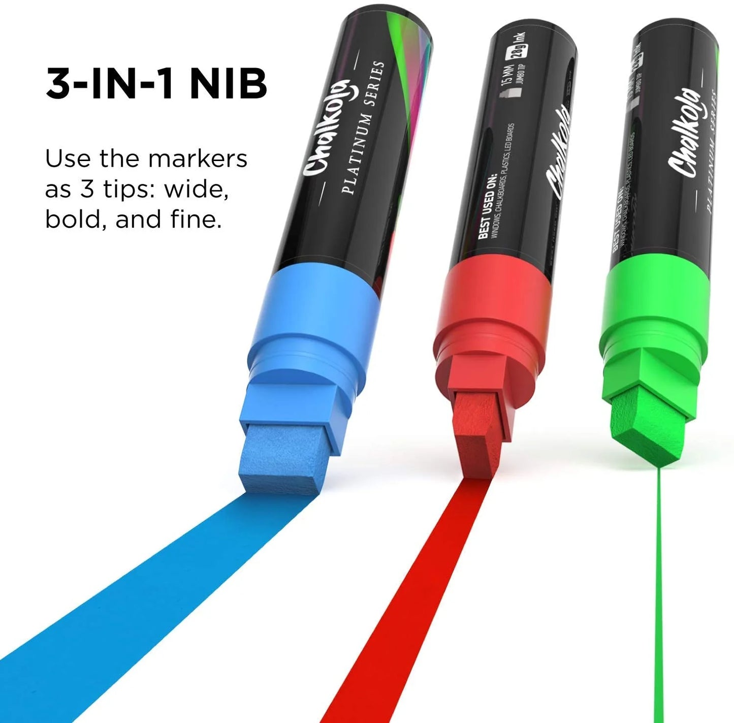 Window Chalk Markers 15mm Nib - Neon & Metallic Colors