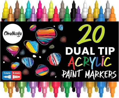 20 Dual Tip Acrylic Paint Markers
