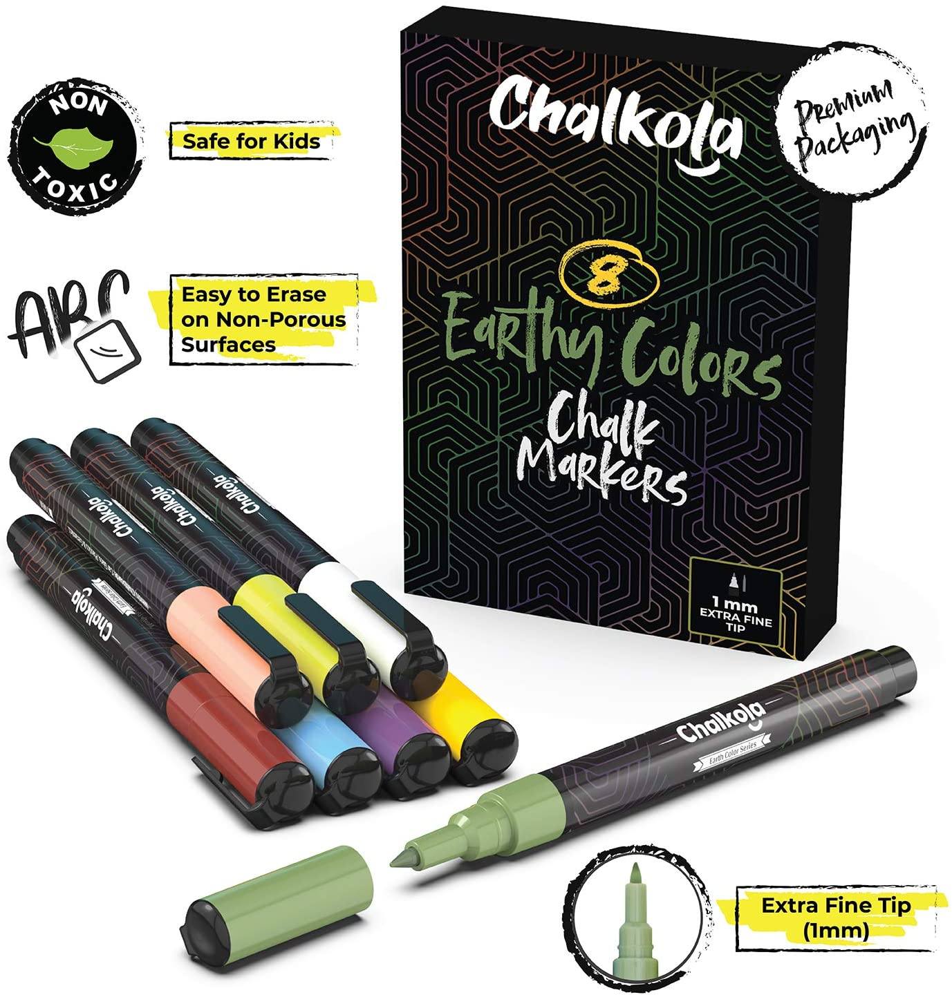 Bundle: 1mm Chalk Markers - Extra Fine Nib | Neon & Earth Colors