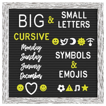 Double Sided Rustic Felt Letter Board 12x12 inch | With Pre-Cut Letters