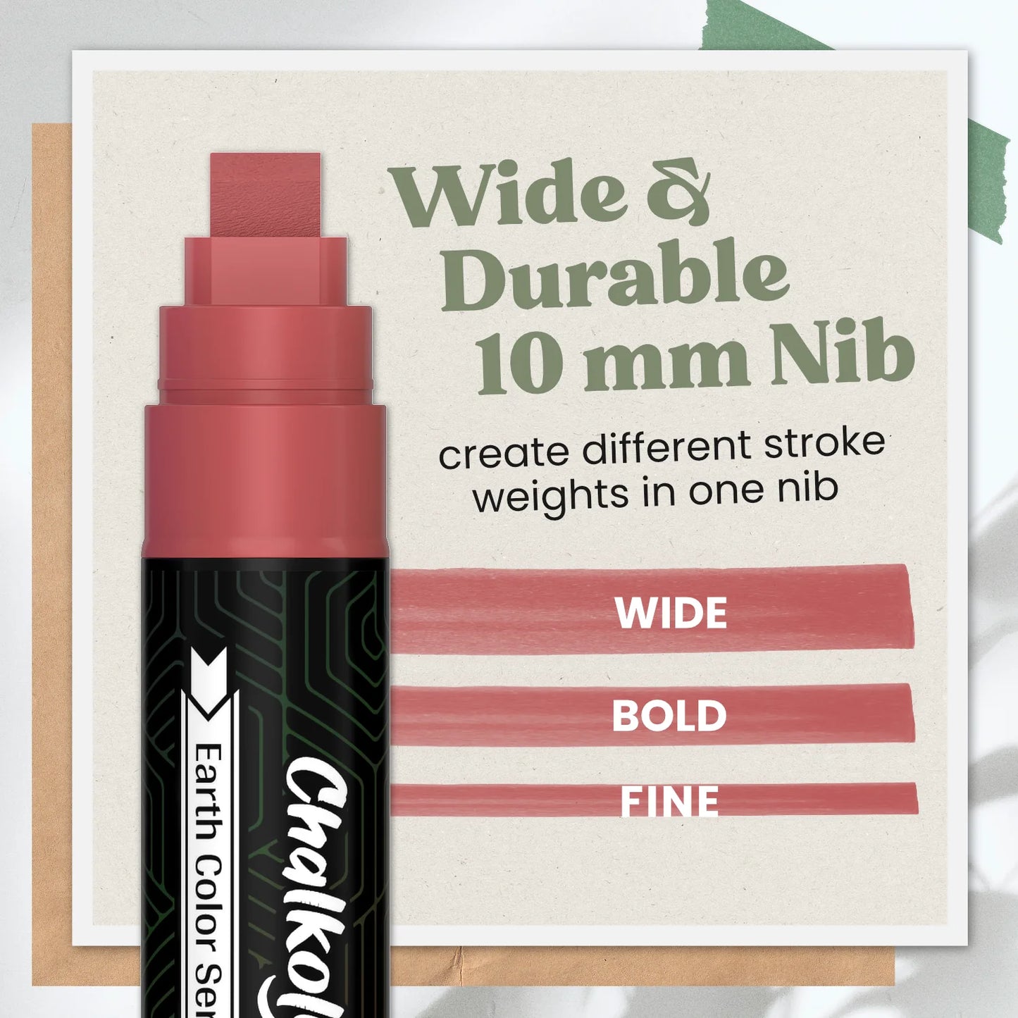 Classic Earthy Colors Chalk Markers with Reversible Nib (Pack of 8 Pens)