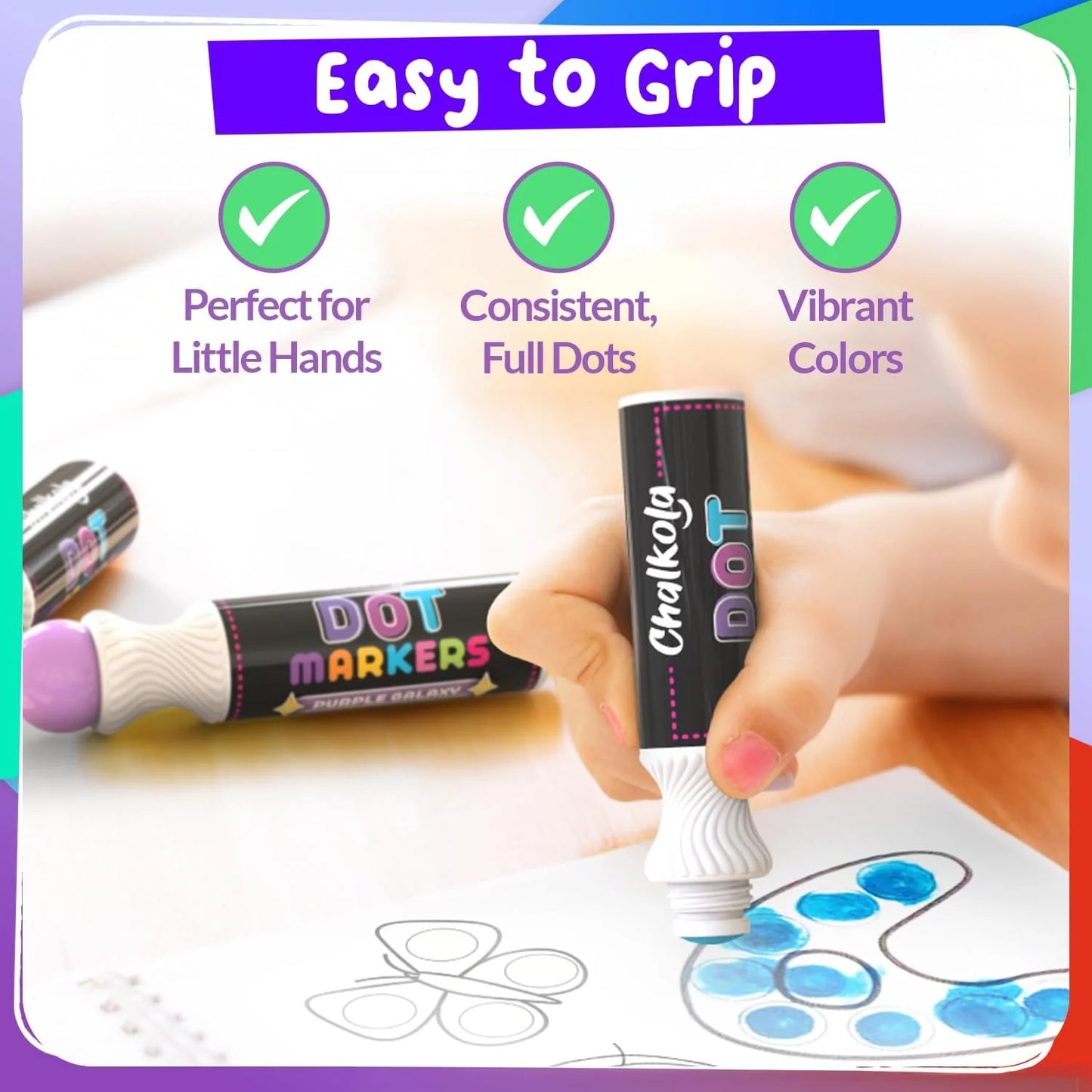 Chalkola 8 Washable Dot Markers for Toddlers