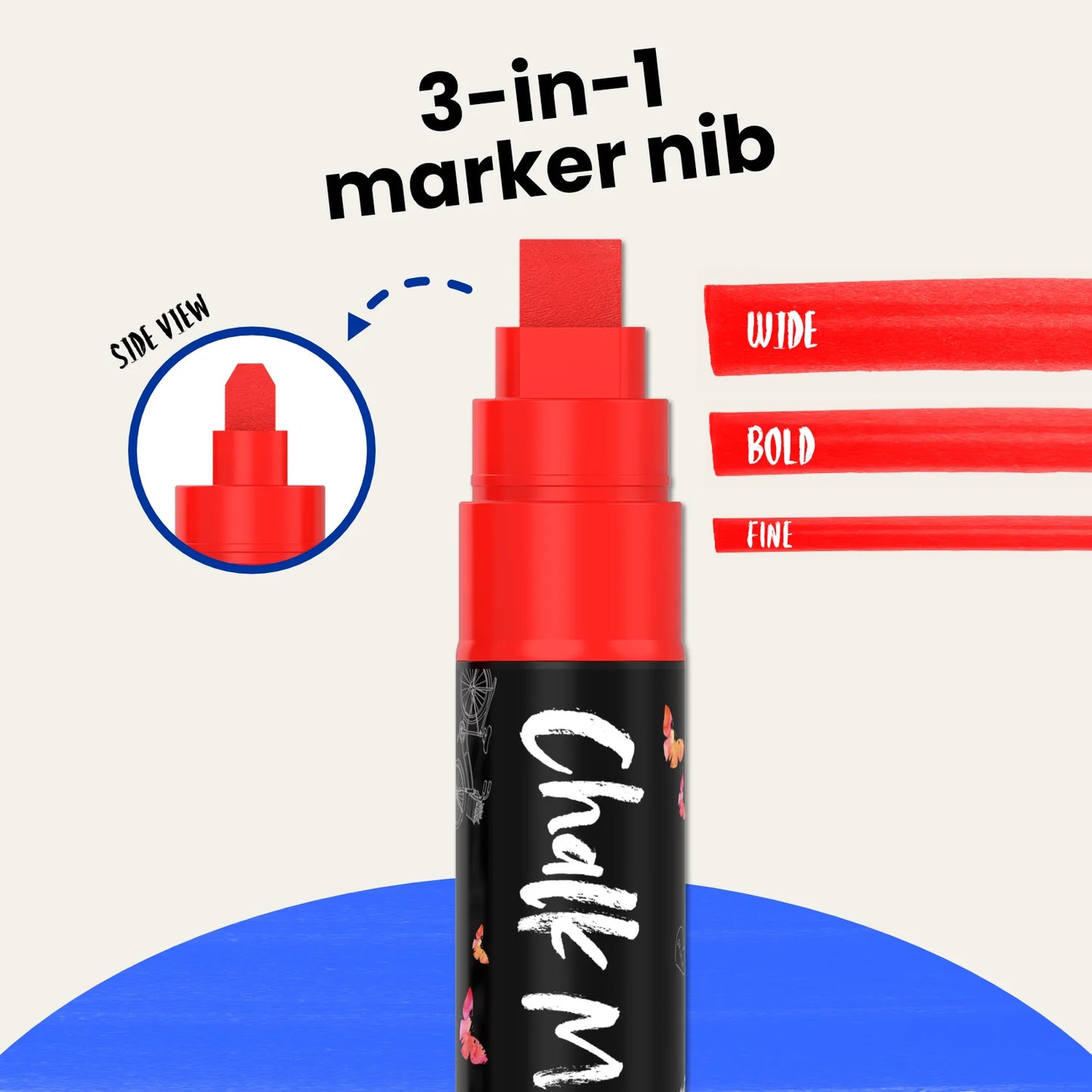Liquid Chalk Markers with Gold & Silver - 6mm Reversible Nib | Pack of 10