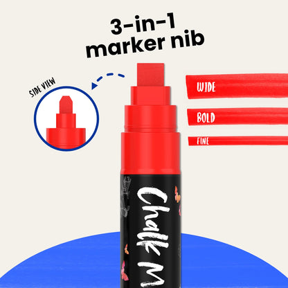 Liquid Chalk Markers with Gold & Silver - 6mm Reversible Nib | Pack of 10