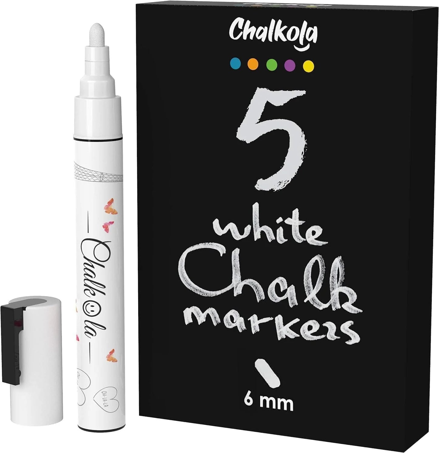 White Chalk Ink Markers - 6mm Reversible Nib | Pack of 5