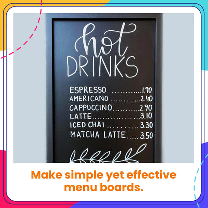 White Chalk Markers - Variety Pack of 6 | Fine and Bold Tip (3mm and 6mm)