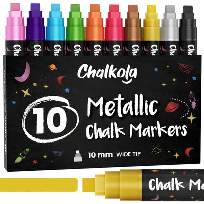 Metallic Chalk Markers with - Pack of 10 Pens