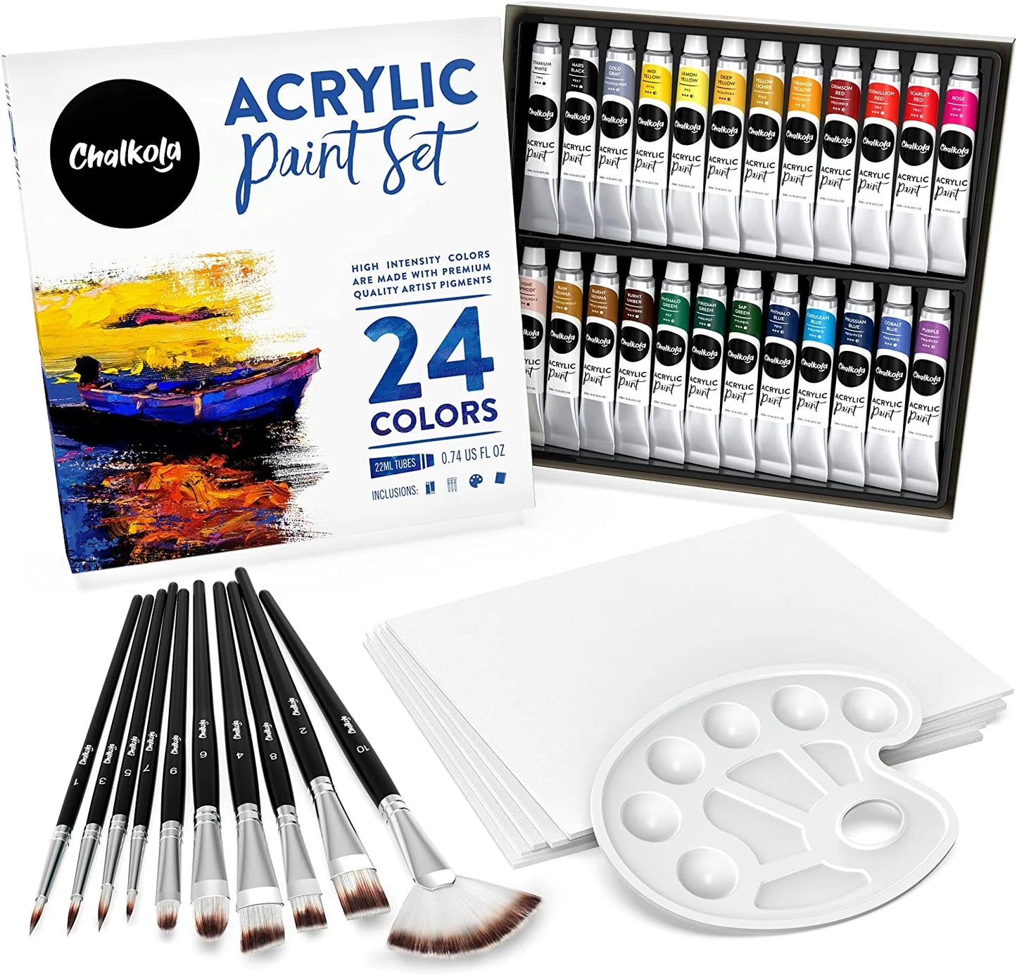 Acrylic Paint Set, 22ml Tubes - Set of 24