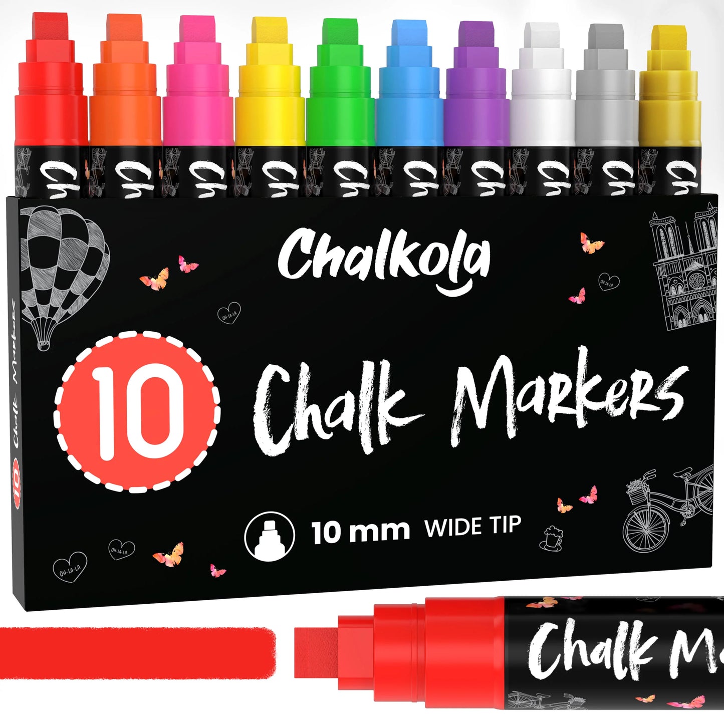 Liquid Chalk Markers with Gold & Silver - 6mm Reversible Nib | Pack of 10