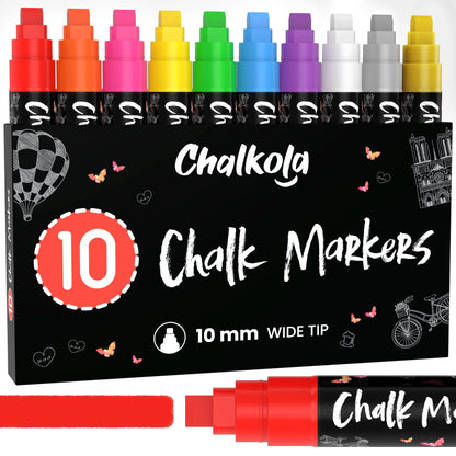Liquid Chalk Markers with Gold & Silver - 6mm Reversible Nib | Pack of 10