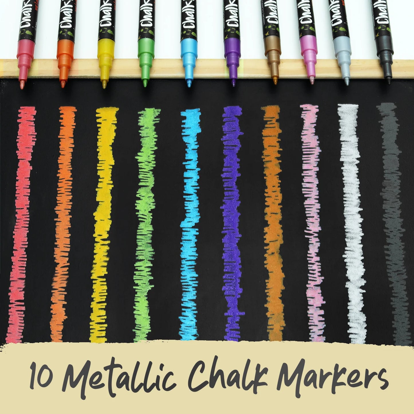 Metallic Chalk Markers with - Pack of 10 Pens