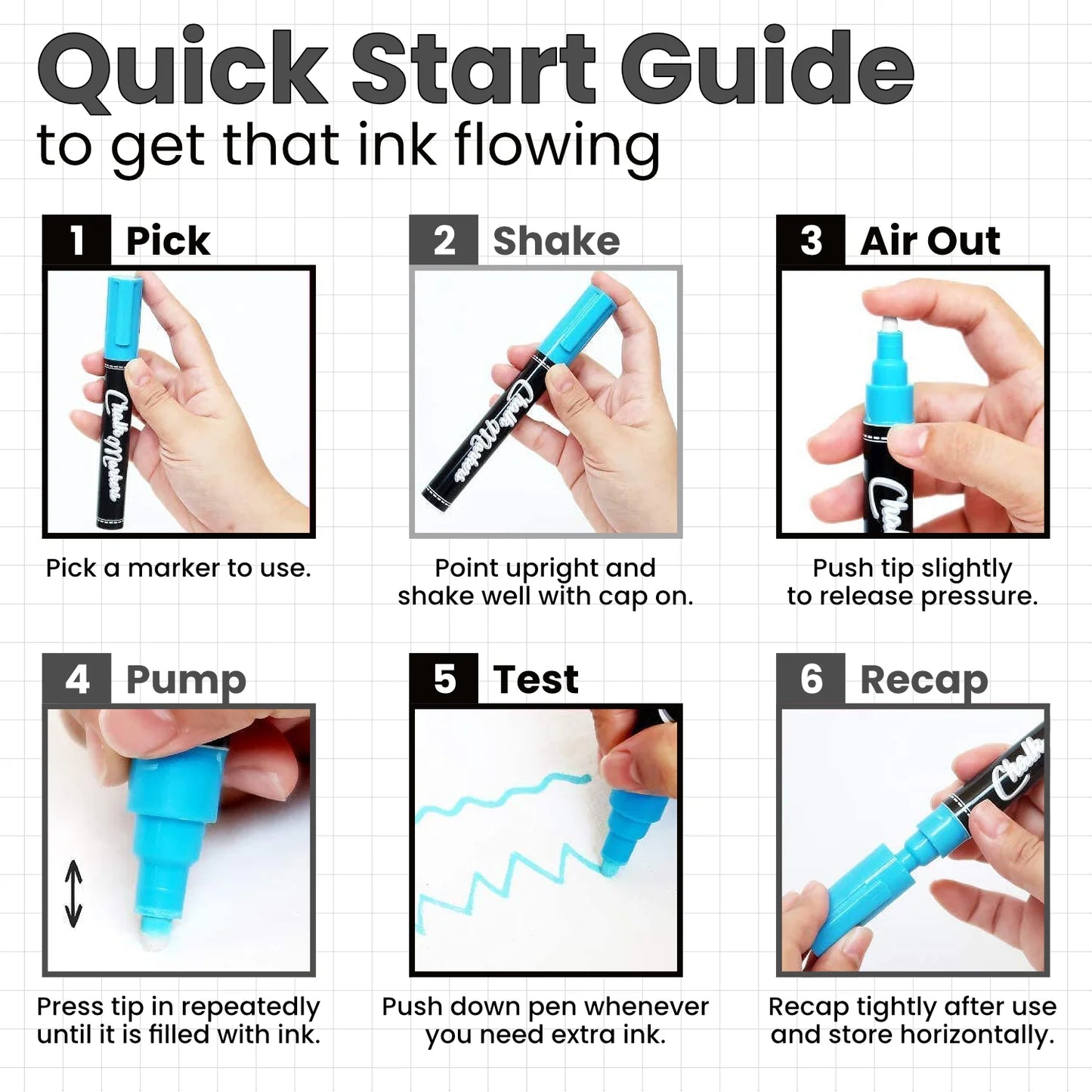 White Liquid Chalk Marker Pen (6 Pack)