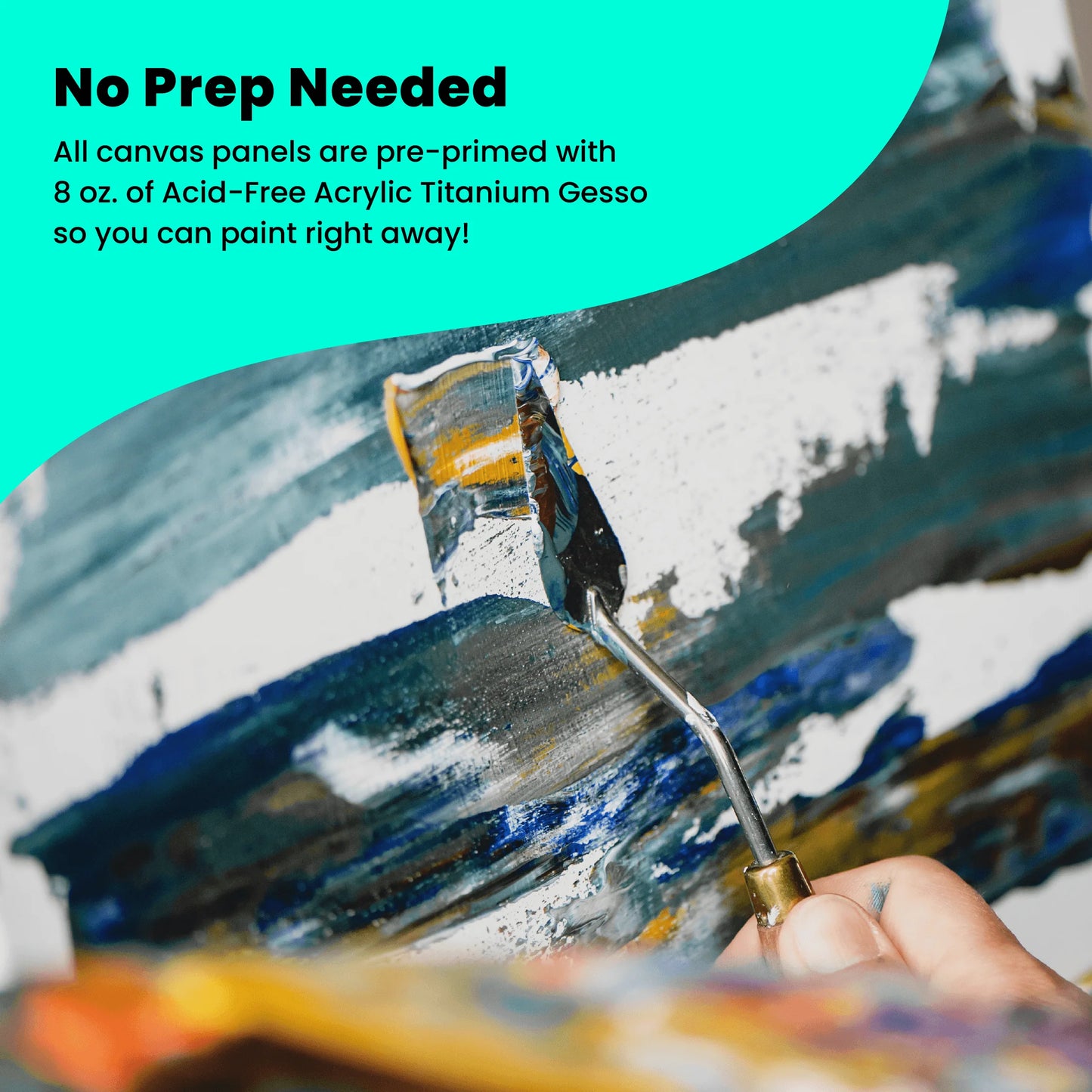 Painting Canvas Panels | 4x4, 6x6, 8x8, 10x10, 12x12 inch (5 Each, 25 Pack)